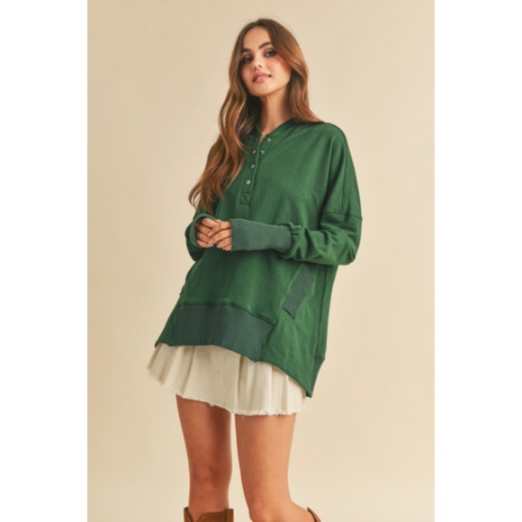 SOLD OUT Vivi Hunter Green Hooded Hoodie Pullover Warm Sweatshirt w/ Thumbholes - Picture 2 of 2